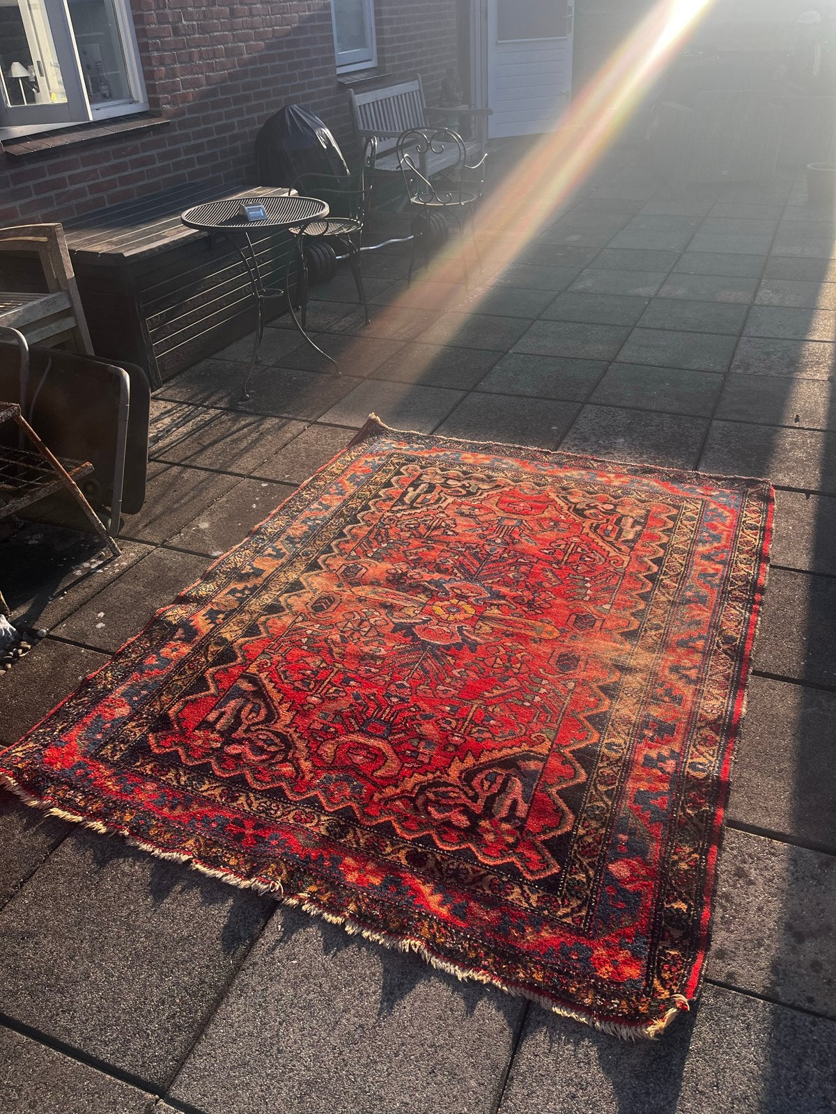 Handgeknoopt Hamadan Tapijt - 155 x 200 cm - Perzisch, Ophalen, Gebruikt, 150 tot 200 cm, Rechthoekig
