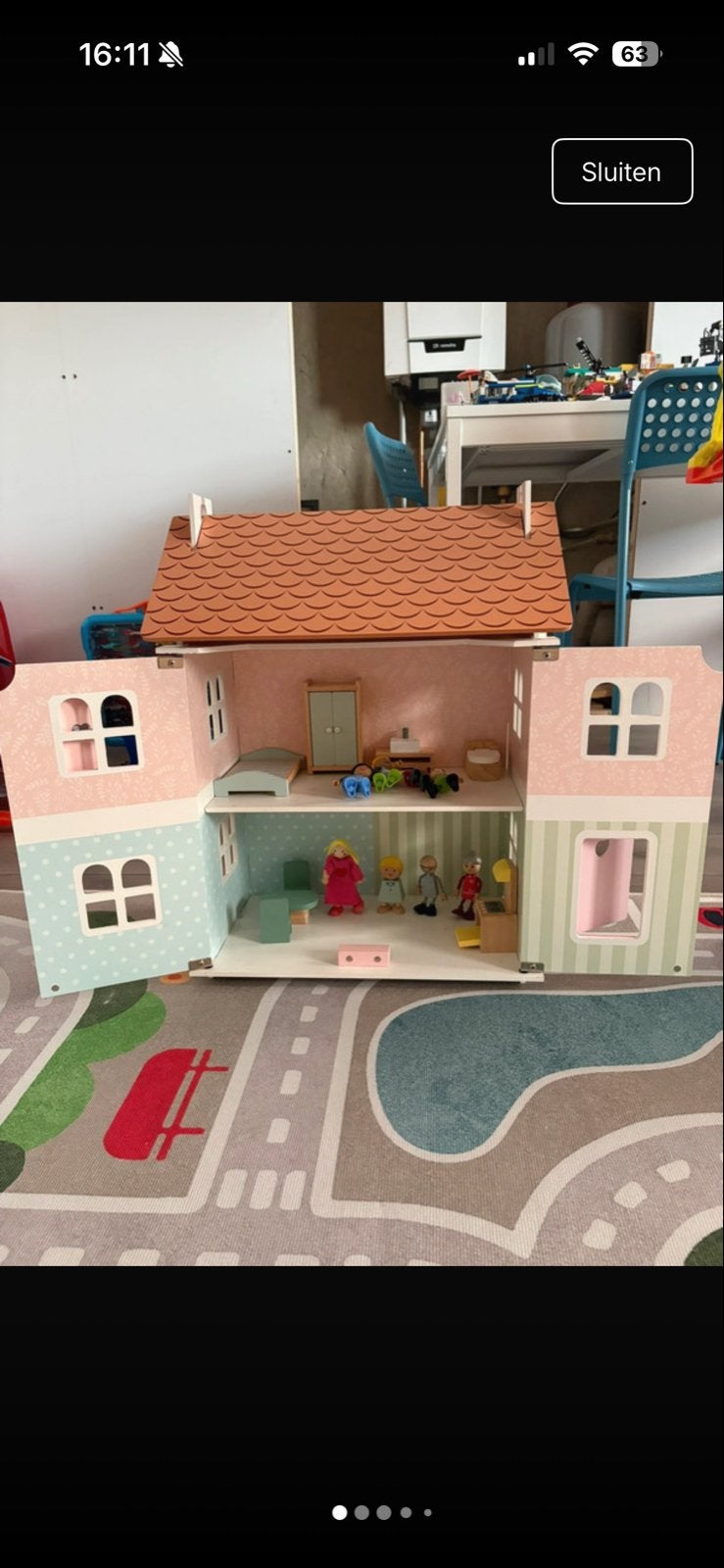 Houten poppenhuis met toebehoren, Ophalen, Gebruikt, Overige typen