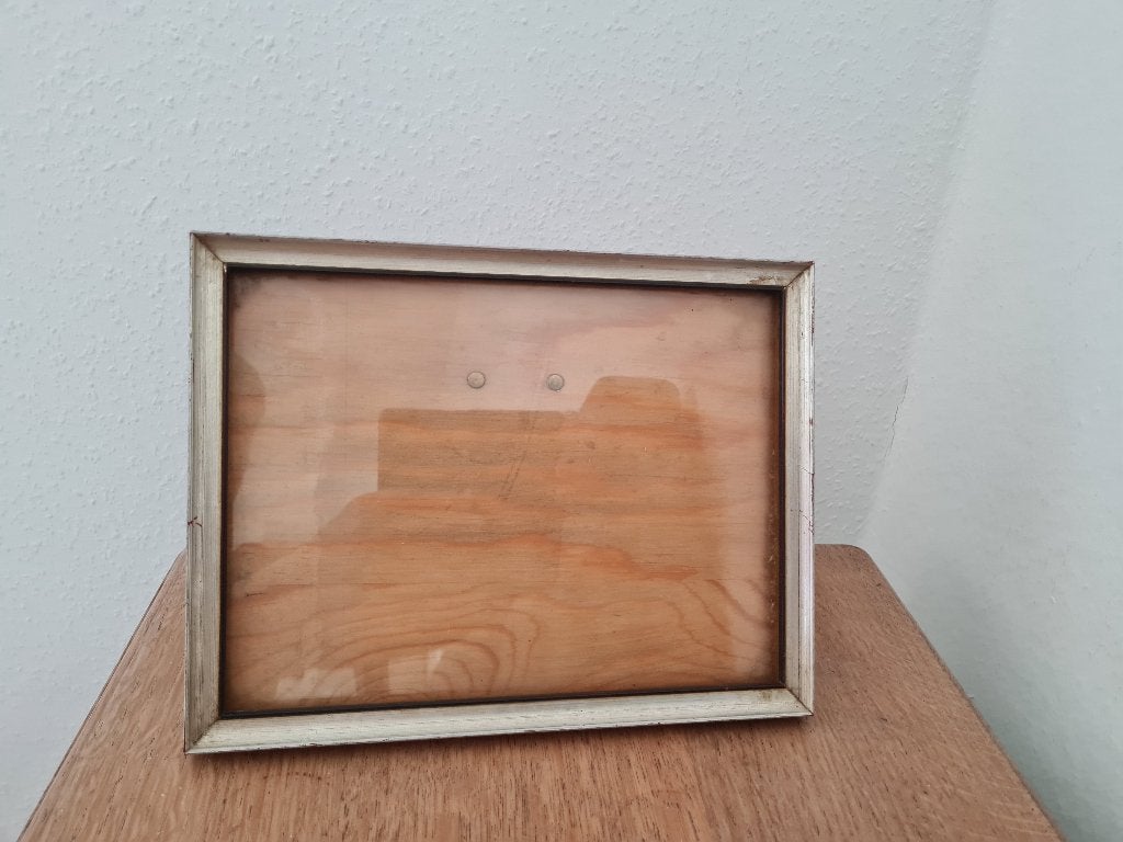 oude houten kader - zilverkleurig, Ophalen of Verzenden, Glas, Met glas