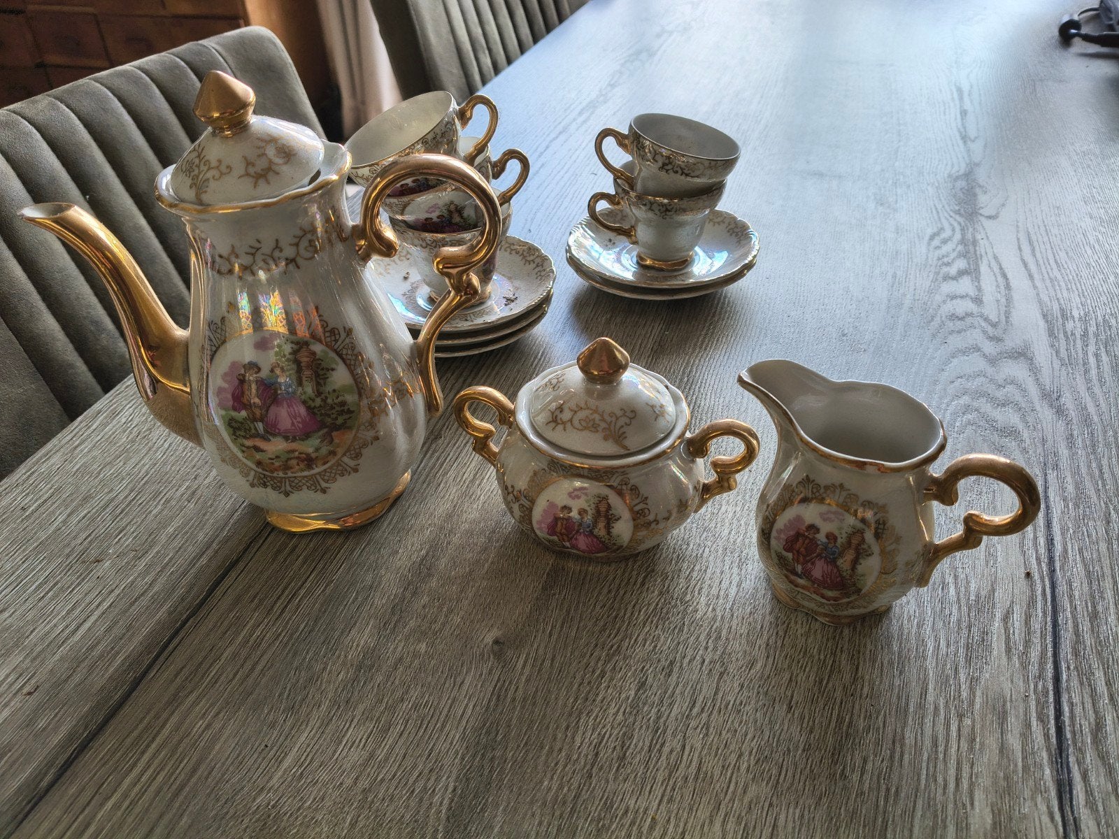 Vintage Versailles Porseleinen Koffieservies - 12-delig, Antiek en Kunst, Antiek | Porselein, Ophalen