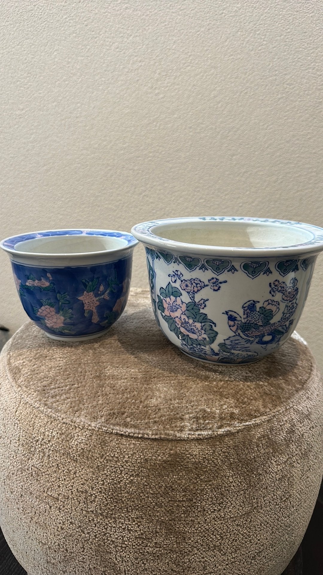 2 chinese bloempotten, Tuin en Terras, Ophalen, Rond, Zo goed als nieuw, Aardewerk