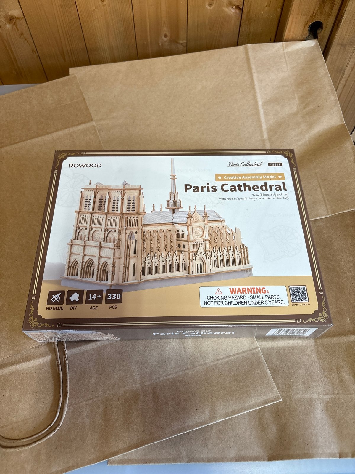 ROWOOD Parijs Kathedraal 3D Houten Bouwpakket, Ophalen of Verzenden, Nieuw, Groter dan 1:35, Diorama