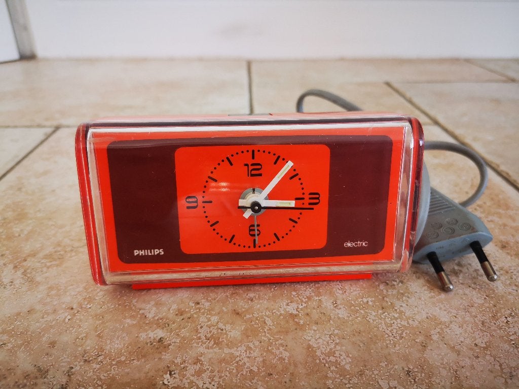 Philips HR 5284 Elektrische Vintage Klok Space Age Rood, Ophalen of Verzenden