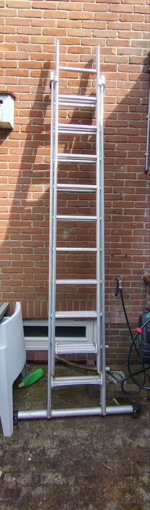 Uitschuifbare aluminium ladder  3 delig 7.5 meter, Ophalen, Gebruikt, Opvouwbaar of Inschuifbaar, 4 meter of meer
