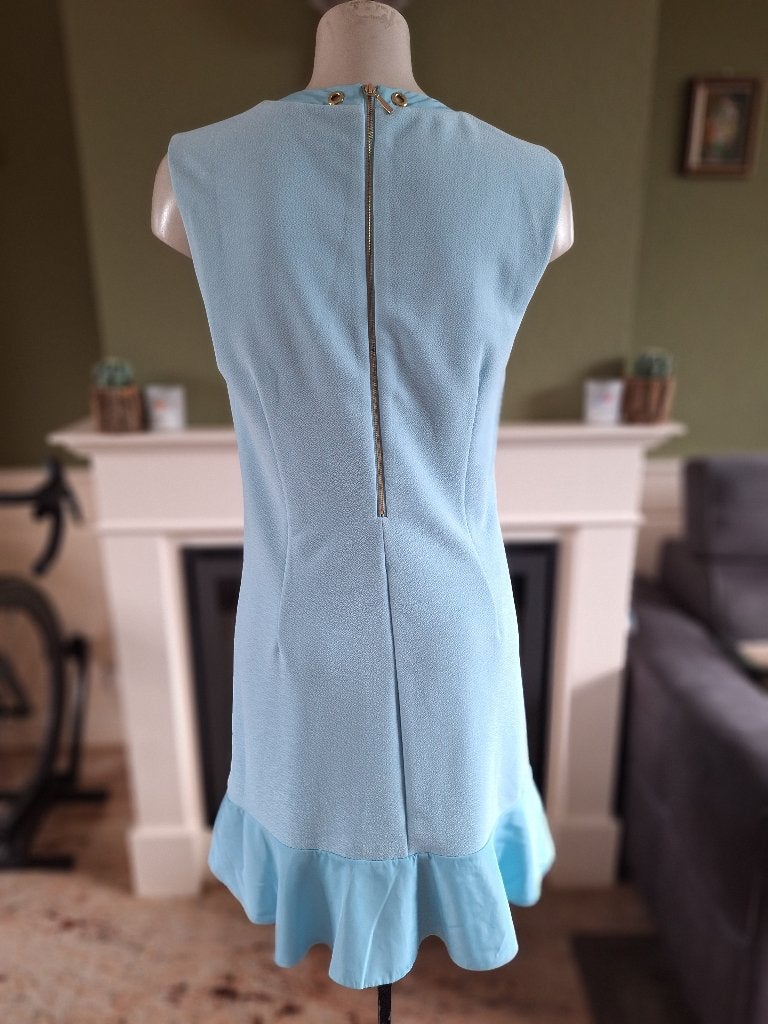 K-Design jurkje baby blauw met ruches onderkant L, K-design, Blauw, Maat 42/44 (L), Ophalen of Verzenden