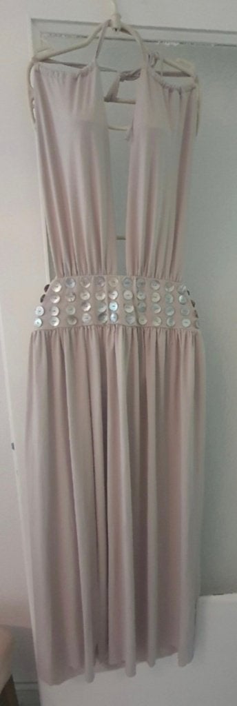 Maxi Jurk met Schelpen - Maat: S, Beige, Nieuw, Ophalen of Verzenden, Maat 36 (S)