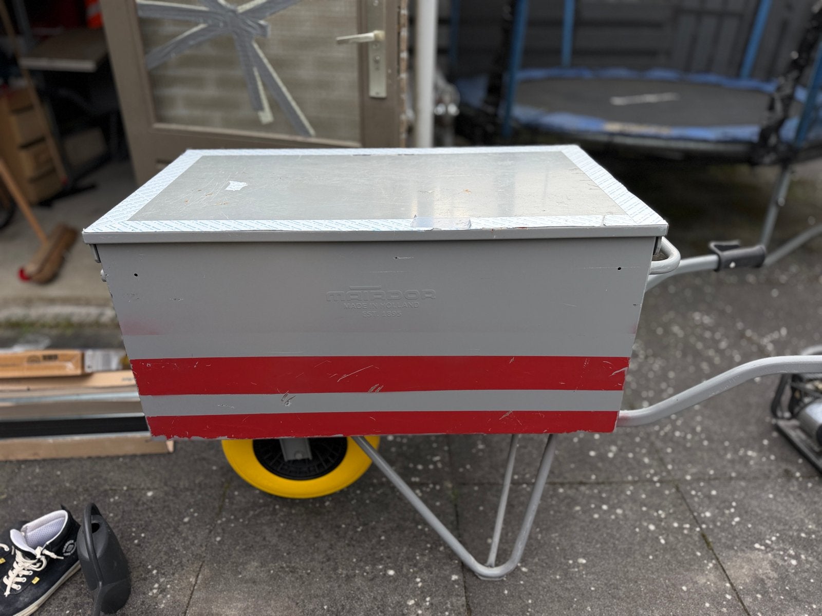 Stevige kruiwagen met opbergkist, Ophalen, Gebruikt, Handmatig, Tweewielig