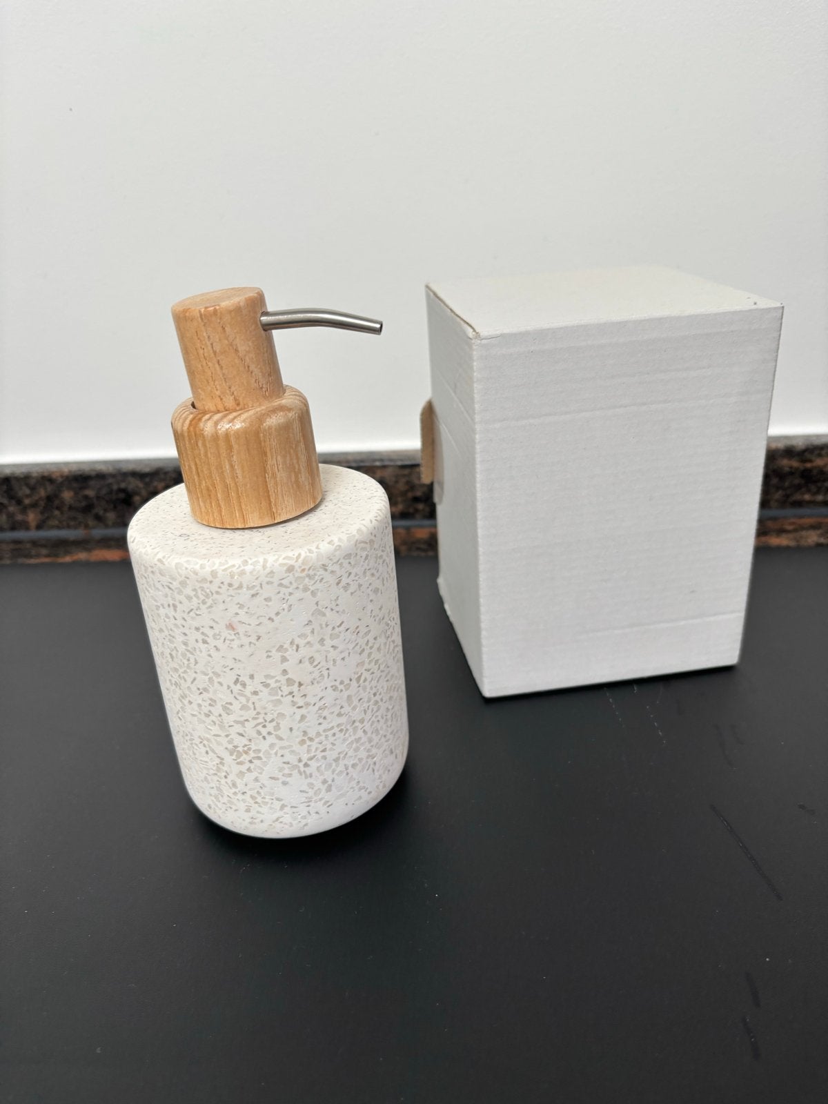 Zeepdispenser met houten pomp, Nieuw, Wit, Overige merken, Zeepdispenser/zeepbakje