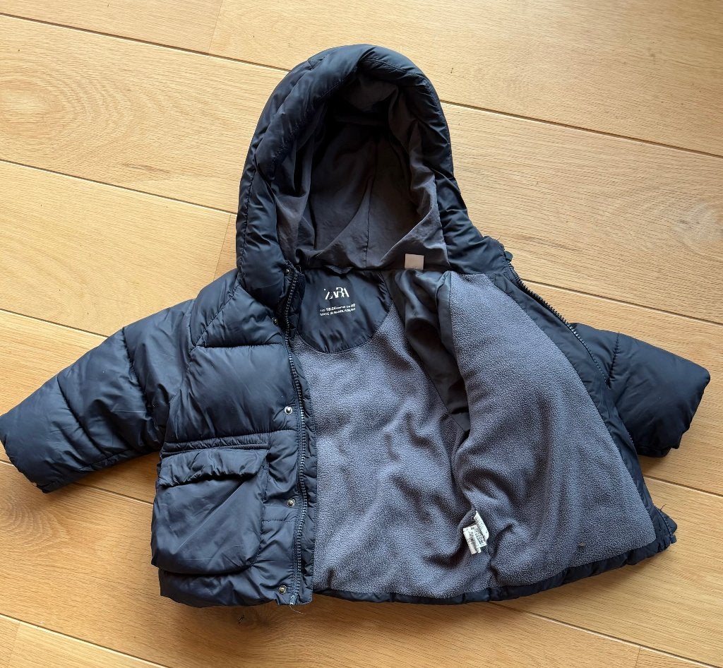 Zara baby winterjas donkerblauw maat 68, Jongen of Meisje, Ophalen of Verzenden, Zo goed als nieuw, Zara