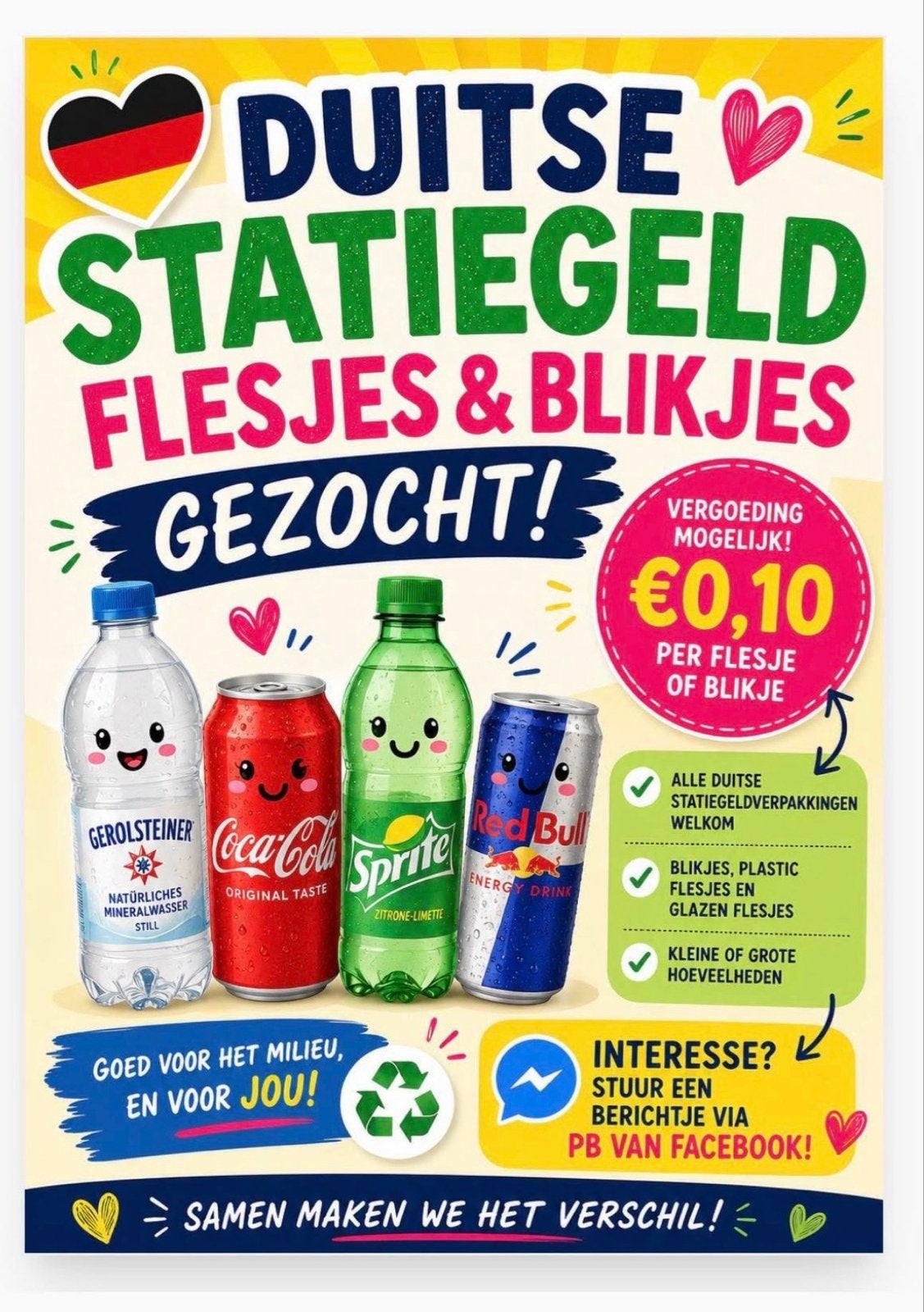 Gezocht: lege Duitse blikjes en flesjes!, Ophalen of Verzenden