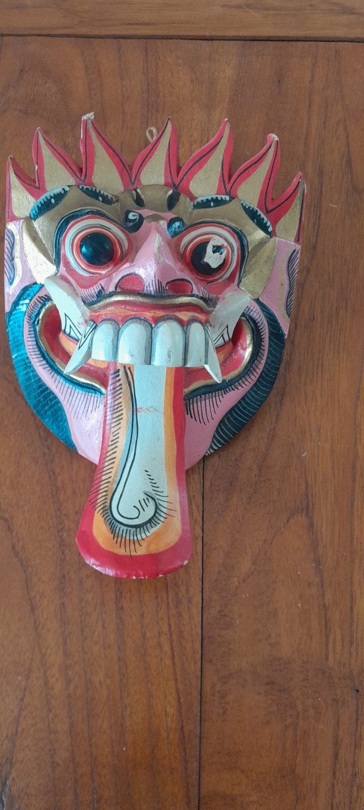Handgesneden Balinees masker - Barong, Hout, Handgemaakt, Masker, Ophalen of Verzenden