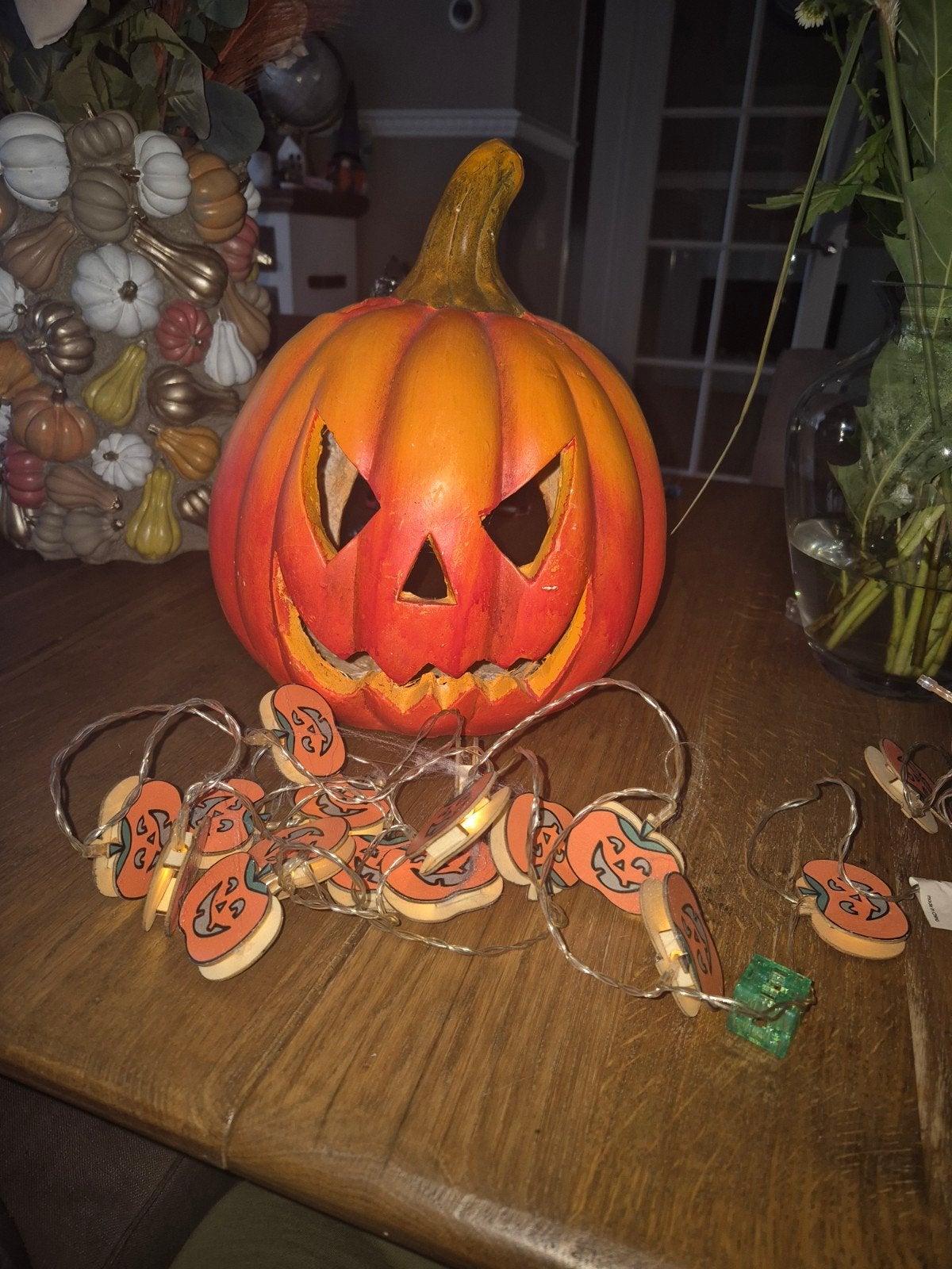Halloween pompoen en pompoen lichtjes decoratie set, Ophalen of Verzenden, Gebruikt, Versiering, Halloween of Griezel