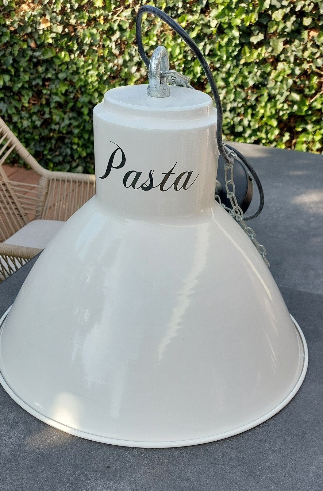 Vintage industriële hanglamp met Italiaanse thema's, Antiek en Kunst, Ophalen