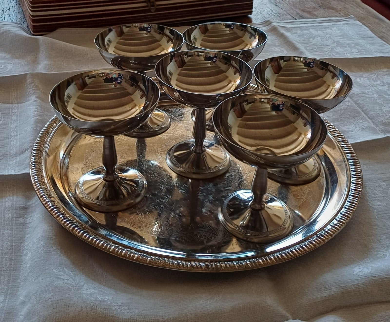 Italiaanse ijscoupes met lepels Vintage, Antiek en Kunst, Antiek | Keukenbenodigdheden, Ophalen of Verzenden