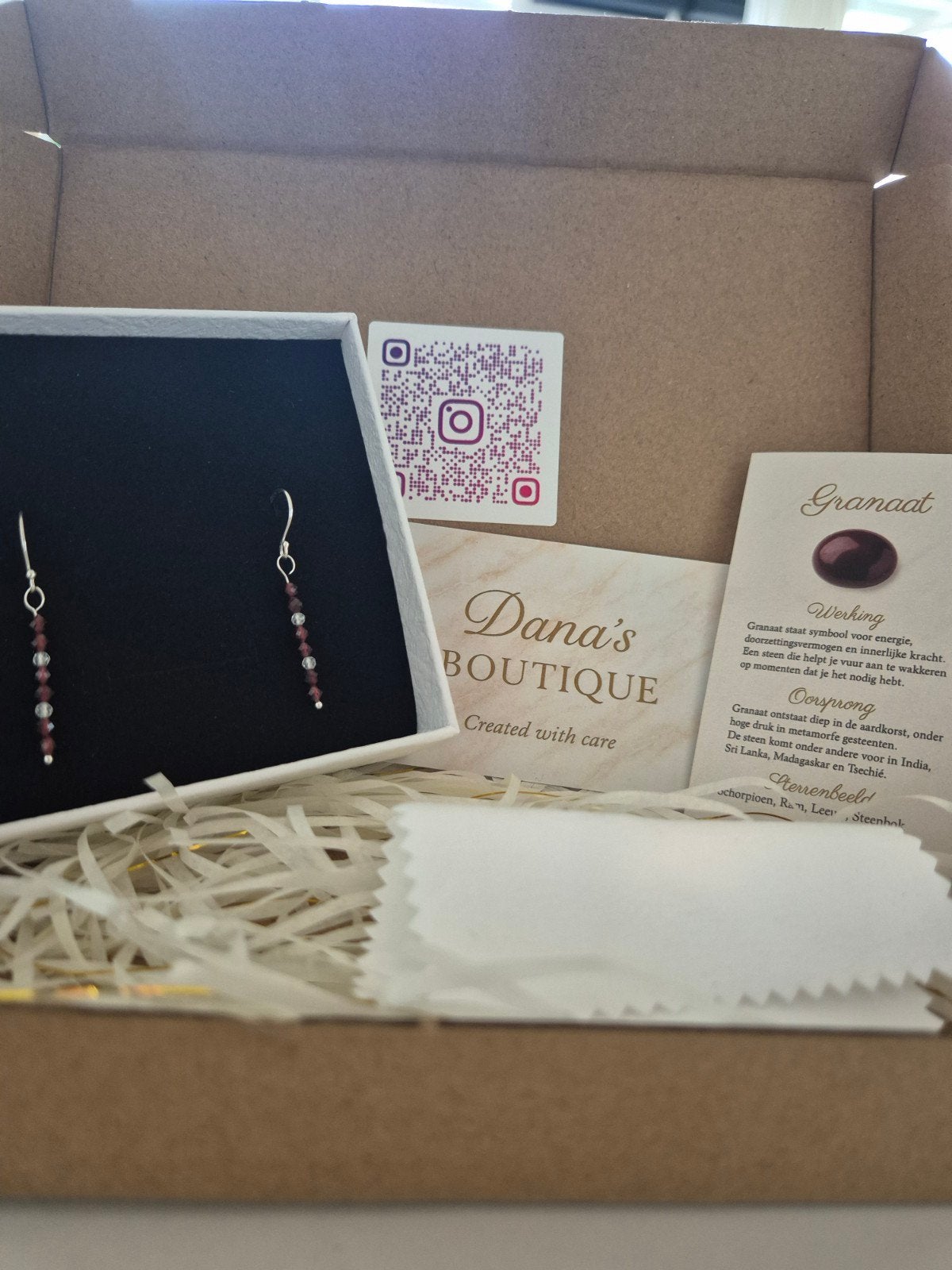 Handgemaakte Granaat Oorbellen - Dana's Boutique, Hangers, Nieuw, Ophalen of Verzenden, Met edelsteen
