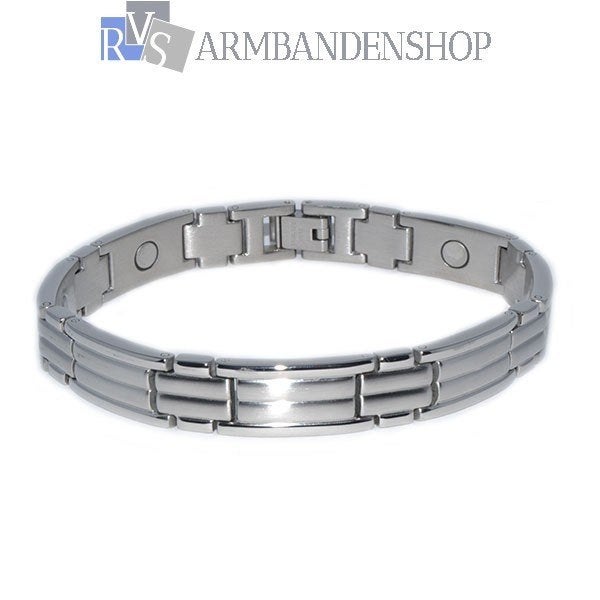 Rvs zilver staal magnetische armband 21 cm magneet armband., Ophalen of Verzenden, Nieuw, Zilver, Staal