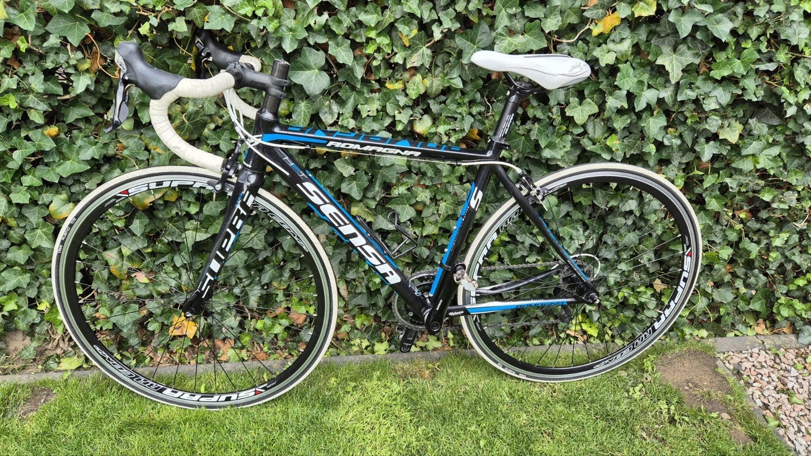 Sensa Romagna racefiets, maat 48, Shimano 105, blauw/wit, 28 inch, Velgrem, Aluminium, Minder dan 49 cm