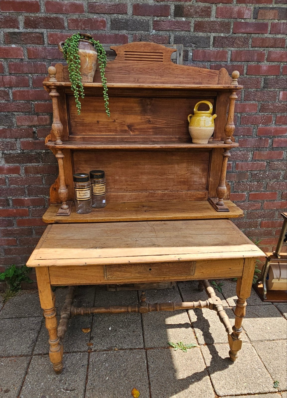 Oude brocante landelijke tafel eiken met lade, Antiek en Kunst, Curiosa en Brocante, Ophalen