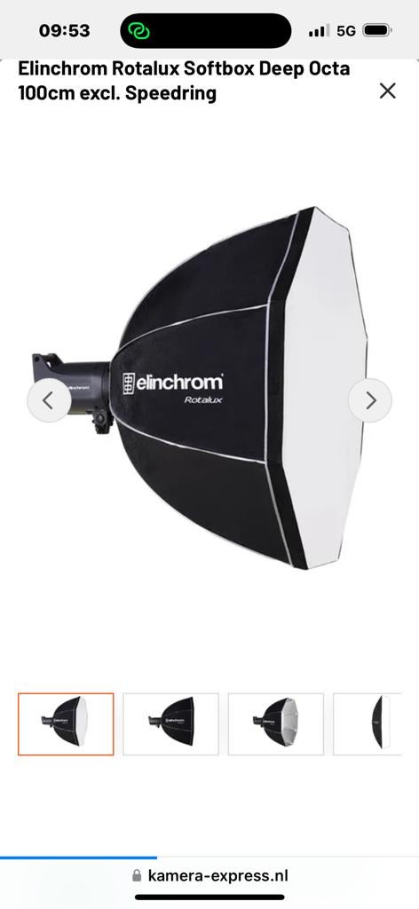 Elinchrom Rotalux Softbox Deep Octa 100cm (excl. Speedring), Ophalen of Verzenden, Zo goed als nieuw, Overige typen