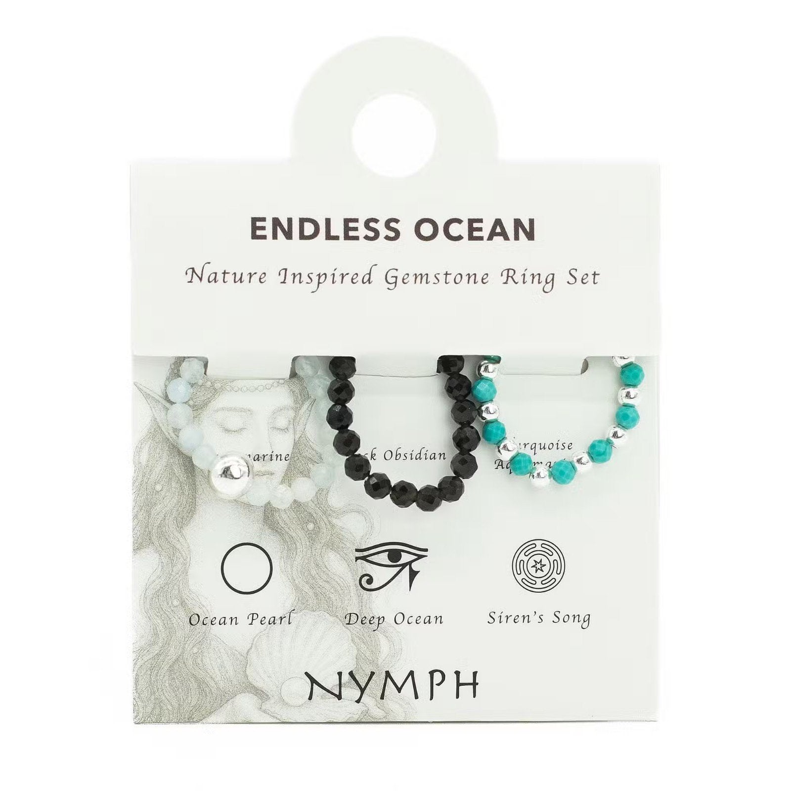 Edelsteen Ringenset  - Eindeloze Oceaan, Sieraden, Tassen en Uiterlijk, Edelstenen, Nieuw, Verzenden