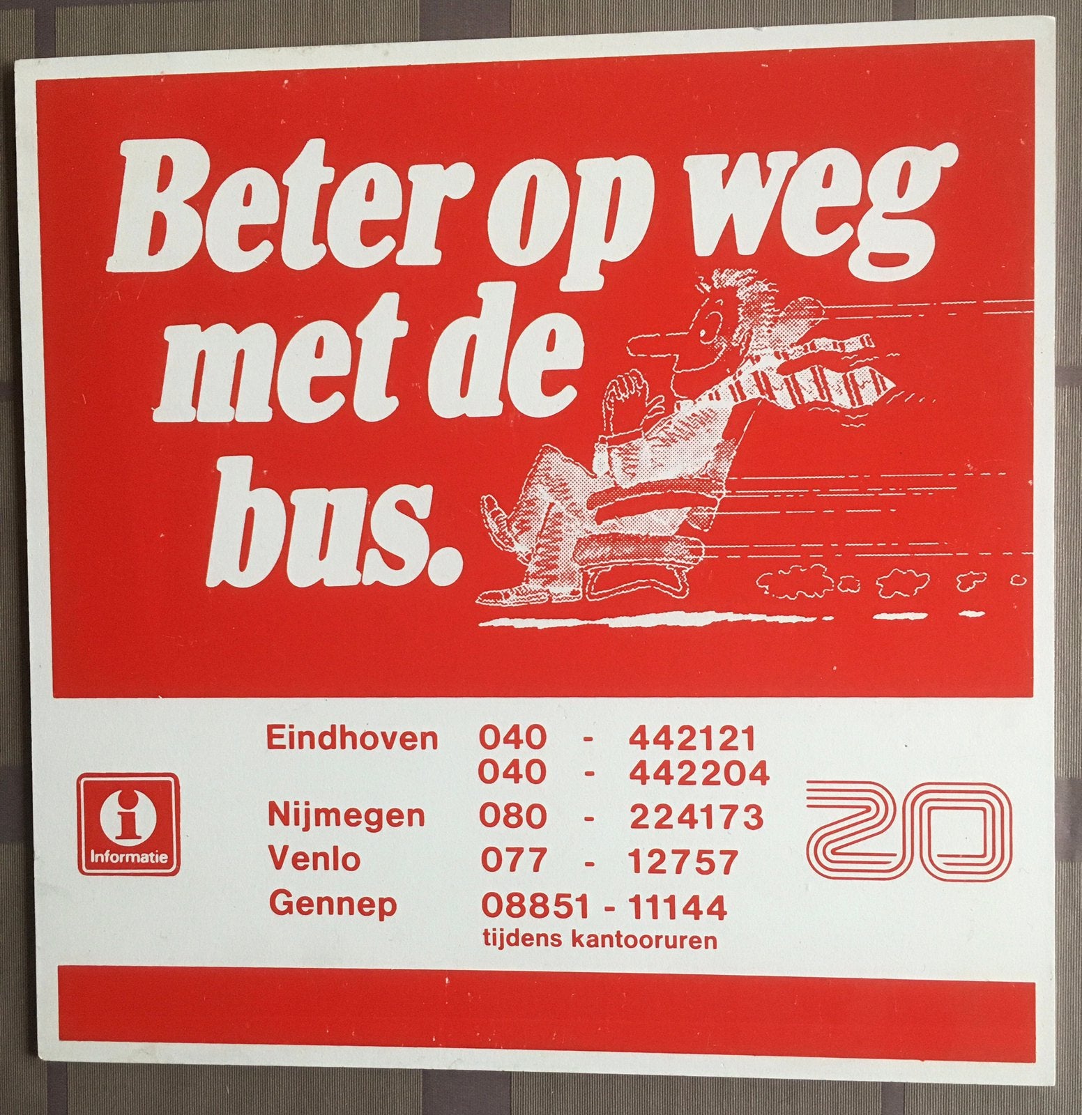 Info / reclame-bord zuidooster autobusdiensten N.V., Ophalen of Verzenden, Gebruikt, Bus of Metro, Overige typen