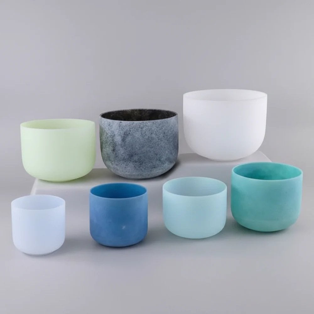 7 Chakra Kristallen Klankschalen Set met Aarde Tonen, -, -, Ophalen of Verzenden, Zo goed als nieuw