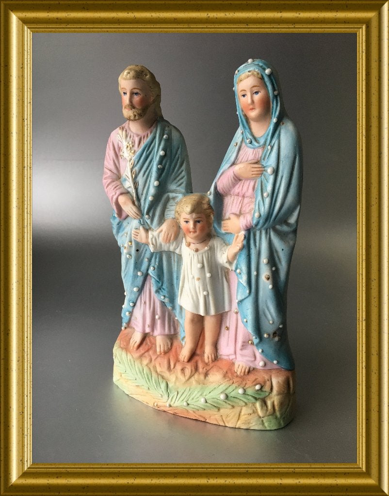 Antiek biscuit porseleinen beeldje: heilige familie, Antiek en Kunst, Ophalen of Verzenden