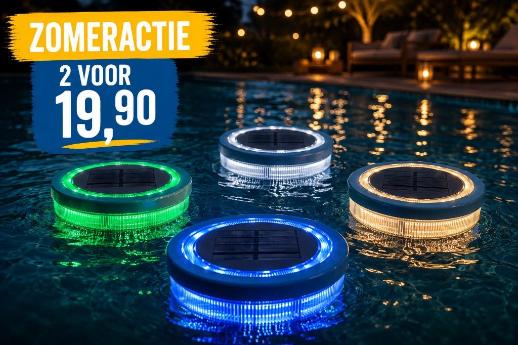 2x Solar zwembadverlichting drijvend IP68 – NU €19,90, Ophalen of Verzenden, Nieuw