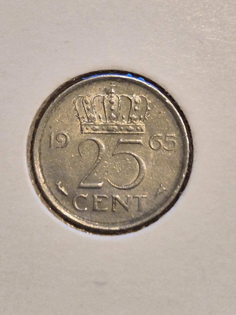 Nederland - 25 Cent 1965, Verzenden, Koningin Juliana, 25 cent, Losse munt