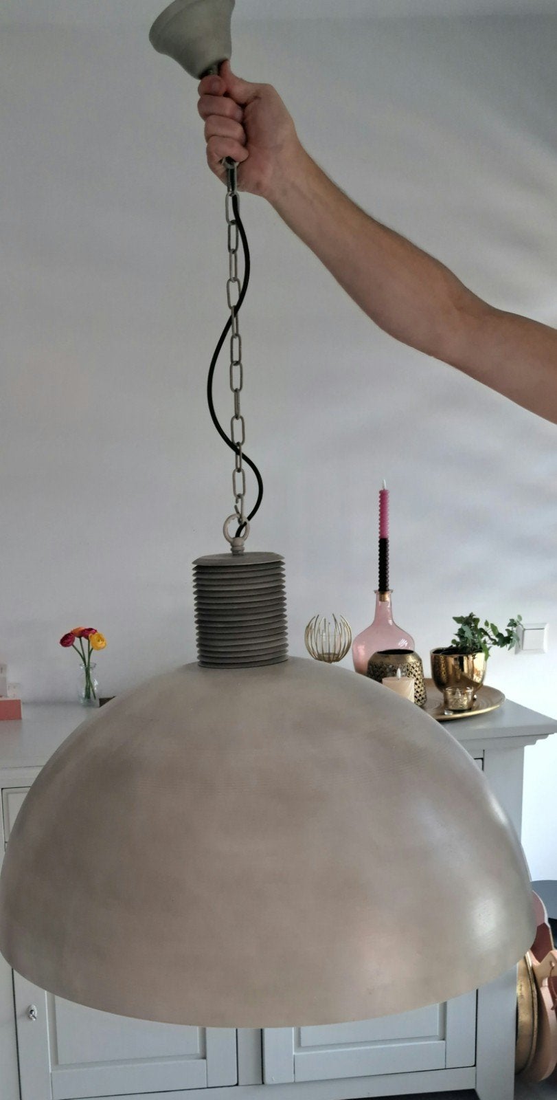 Grote industriële hanglamp, betonlook, Ophalen, Gebruikt, Industrieel, Modern, Betonlook, E27 (groot)