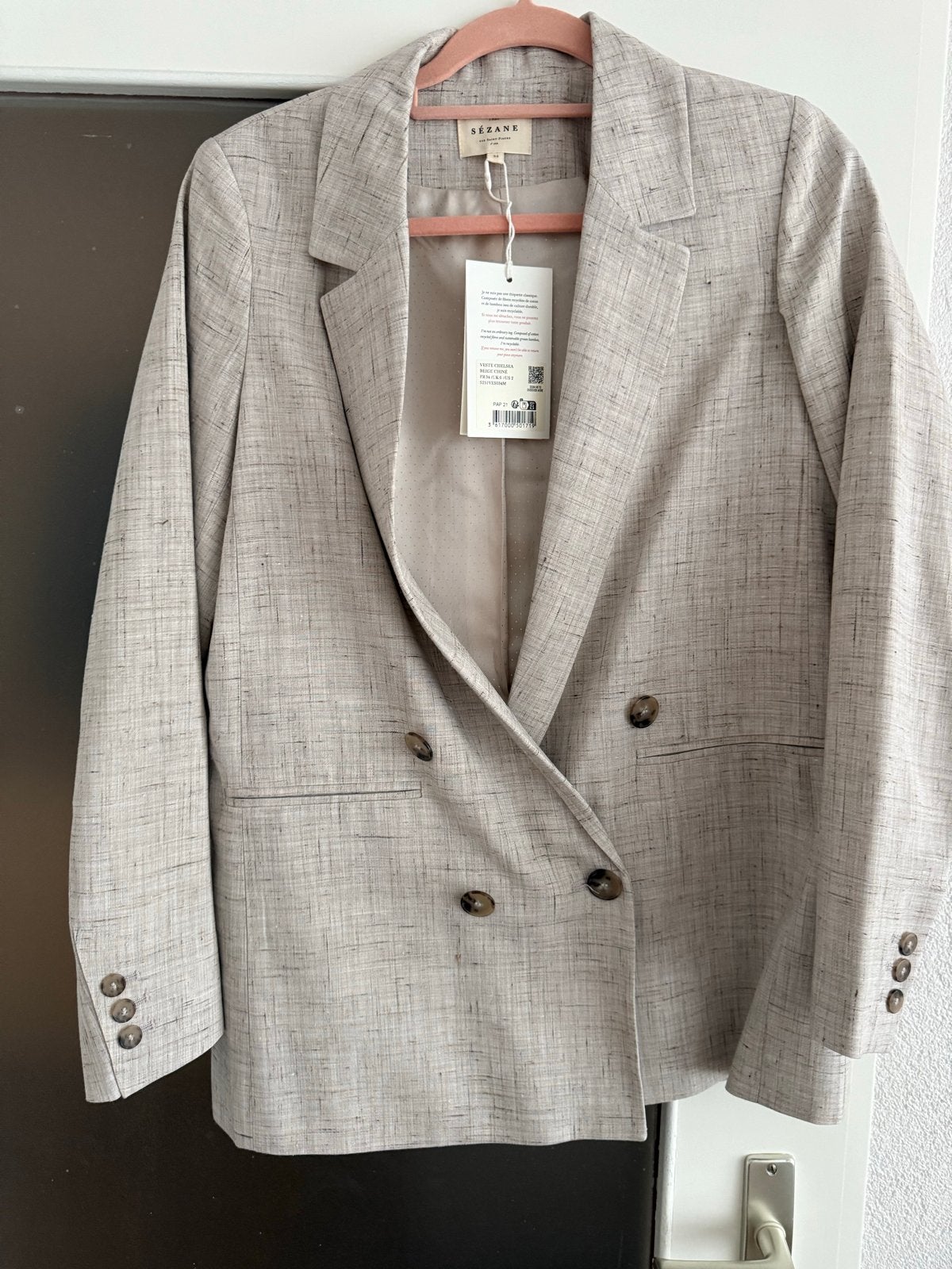 Stijlvolle Sézane blazer - Nieuw met kaartjes, Beige, Nieuw, Ophalen of Verzenden, Jasje