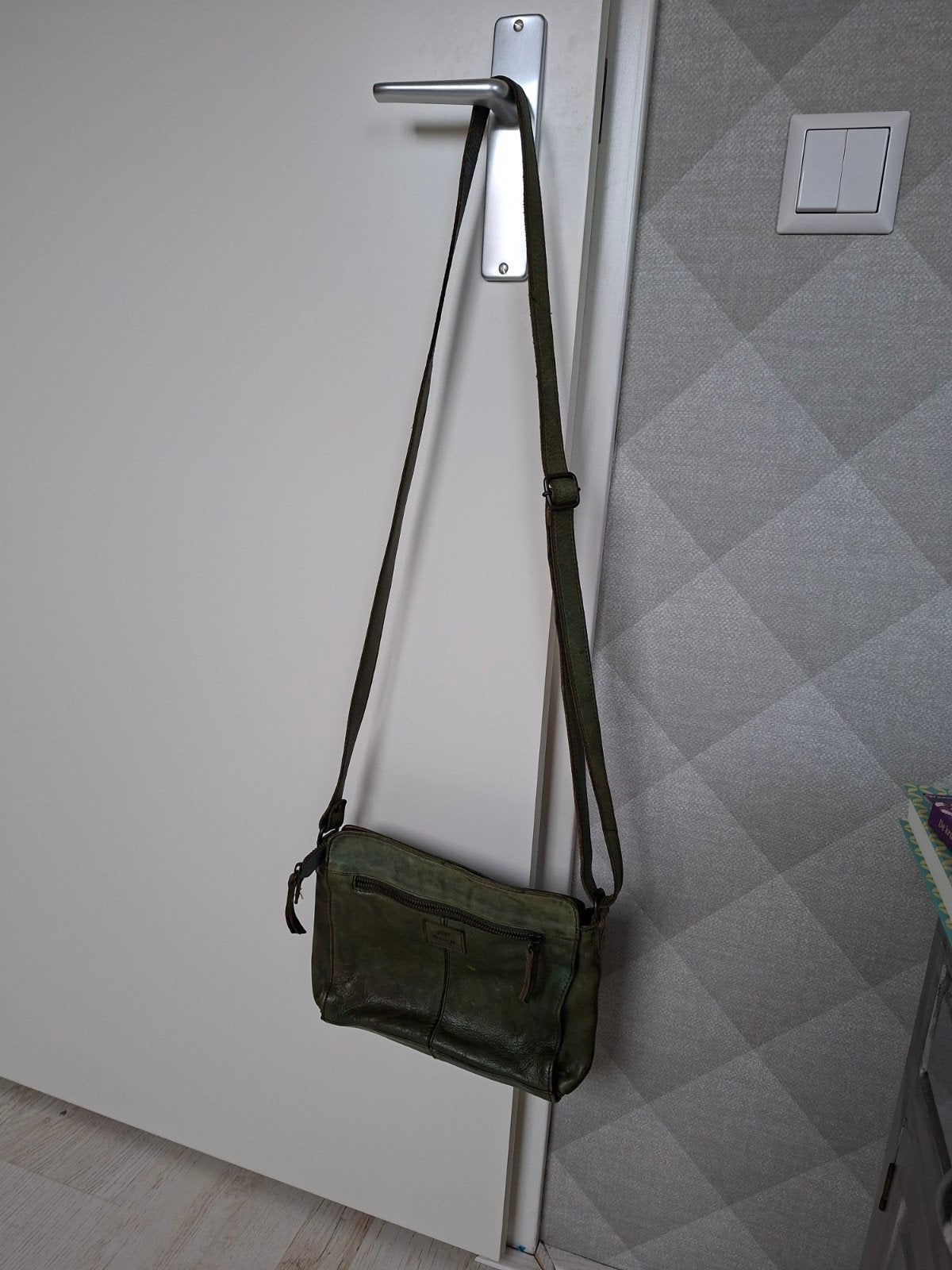 Bear Design Leren Crossbody Tas - Groen, Ophalen of Verzenden, Zo goed als nieuw, Groen