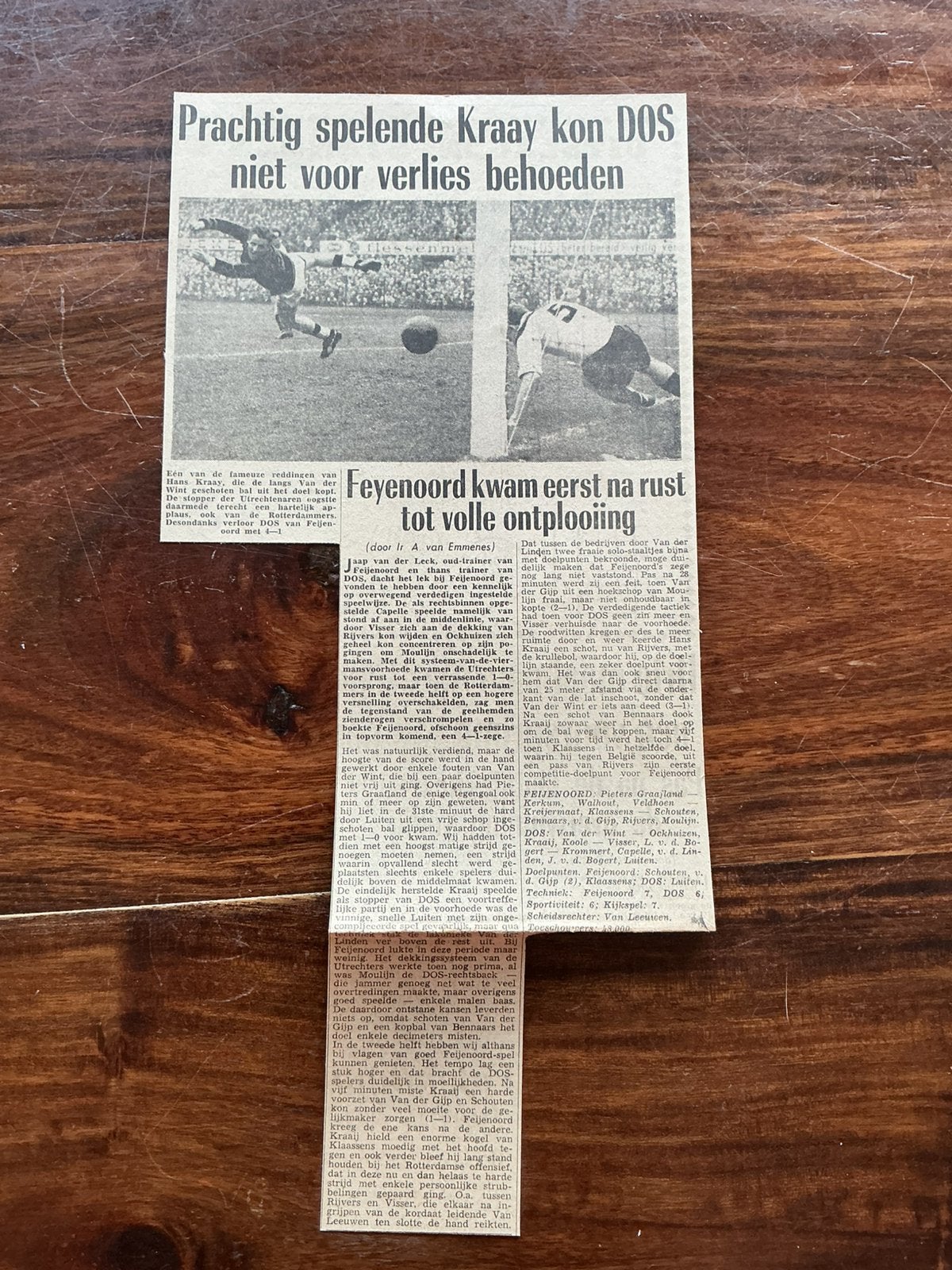 Voetbal krantenartikel Feyenoord DOS november 1959, Verzamelen, Ophalen of Verzenden, 1940 tot 1960, Tijdschrift