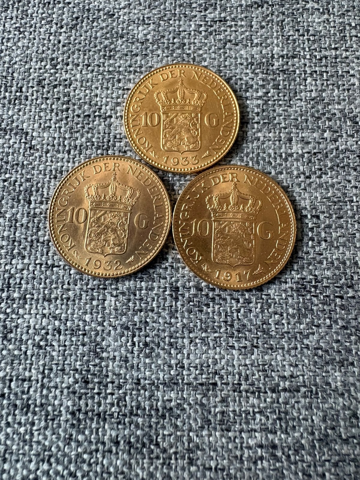 3 gouden tientjes, Postzegels en Munten, Munten | Nederland, Setje, Koningin Wilhelmina, 10 gulden, Goud