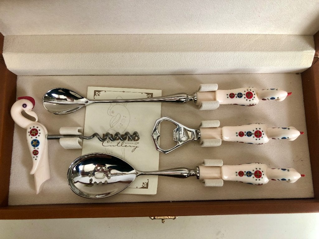 Vintage Haddad Jezzine cutlery doos vogels bestek, Ophalen of Verzenden