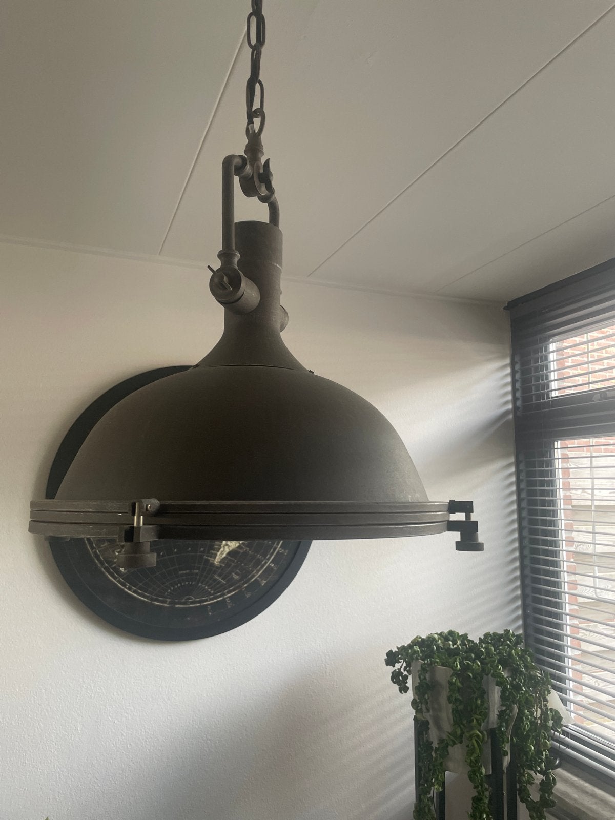 Industriële hanglamp - Diameter 38 cm, Ophalen, Gebruikt, Metaal, Minder dan 50 cm
