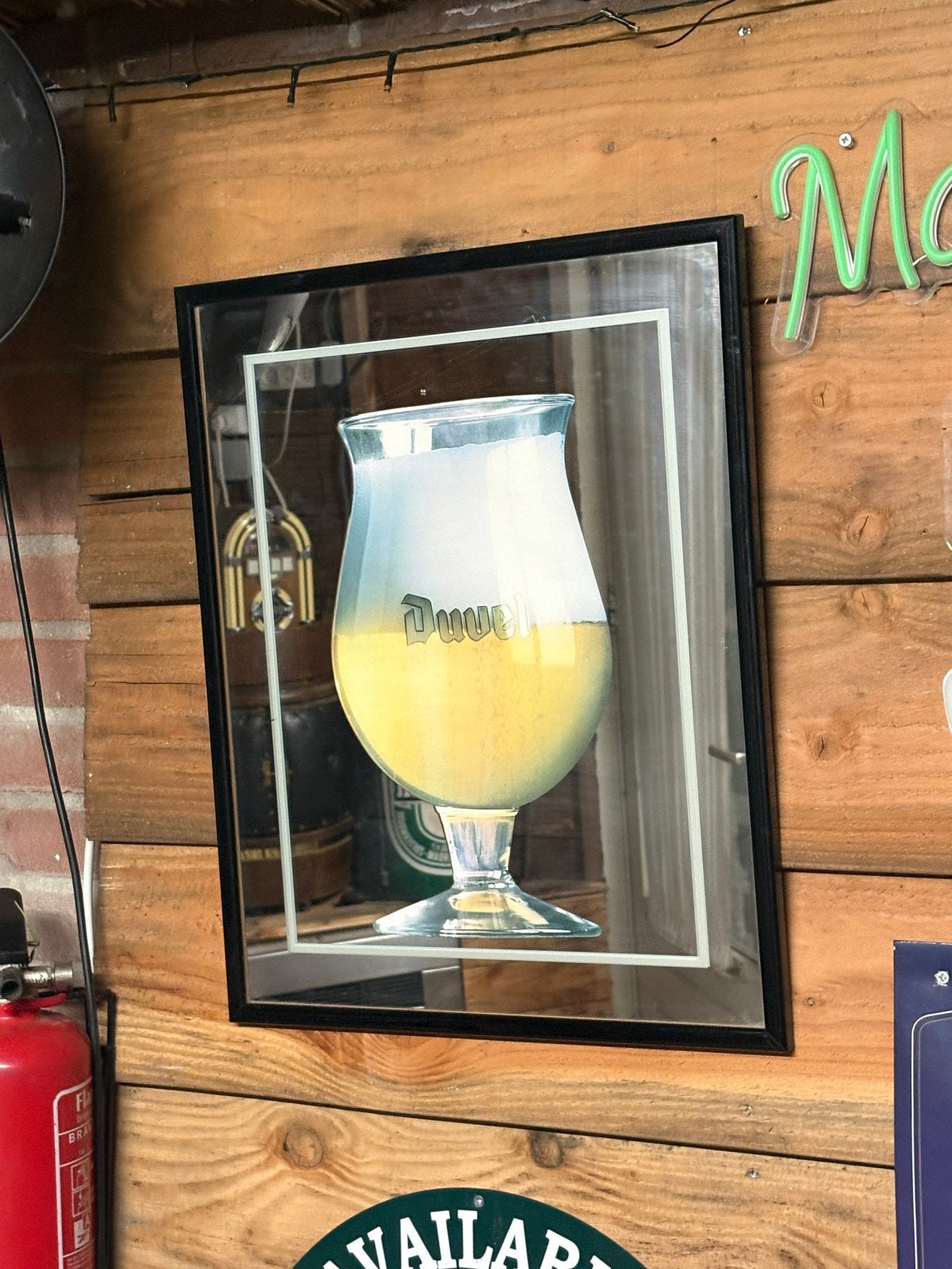 Duvel bierglas reclamebord - Perfect voor mancave, Ophalen of Verzenden, Gebruikt, Reclamebord