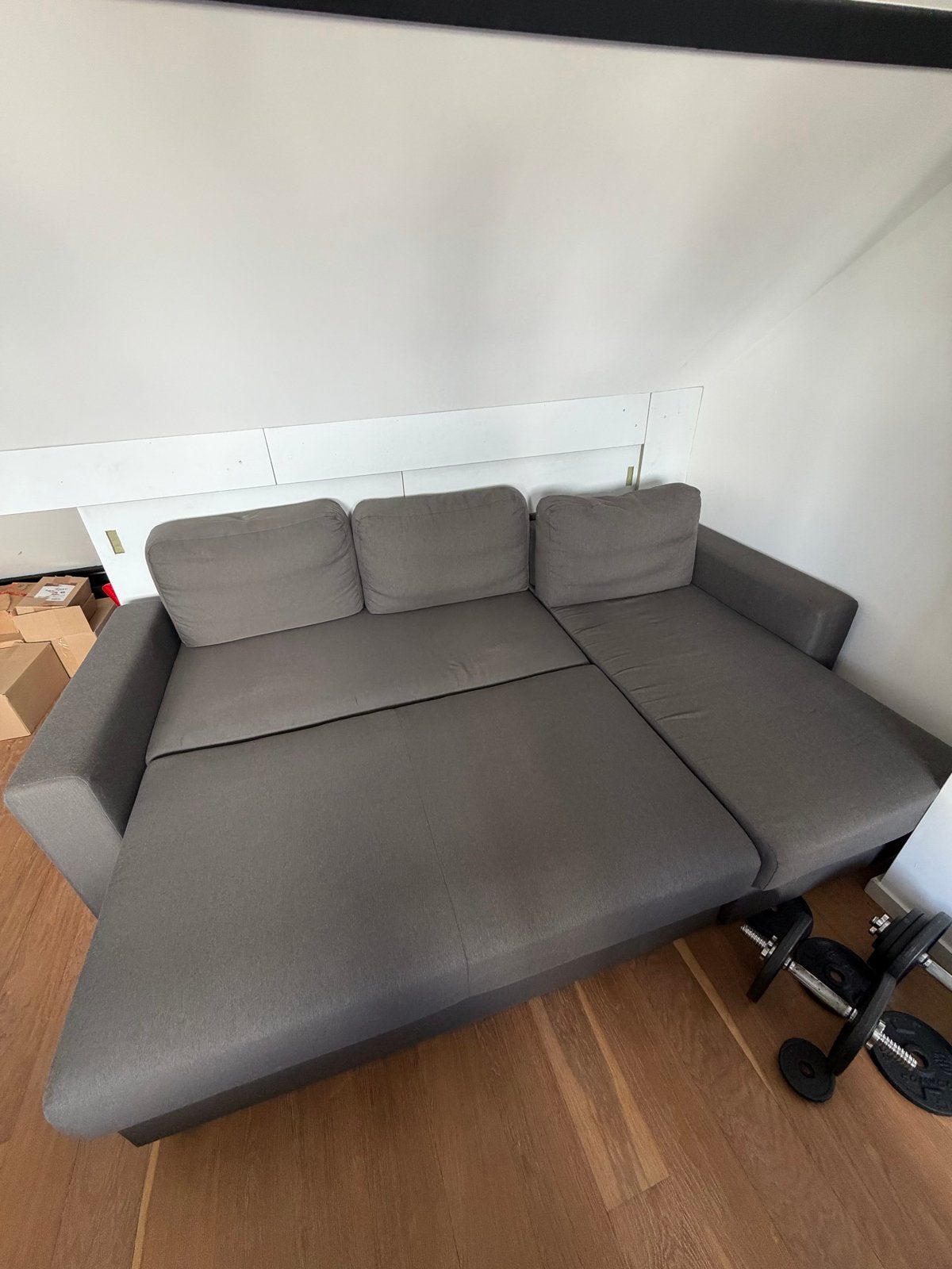 IKEA KIVIK Hoekbank met chaise longue - Grijs, Huis en Inrichting, Ophalen, Gebruikt, 100 tot 125 cm, Driepersoons