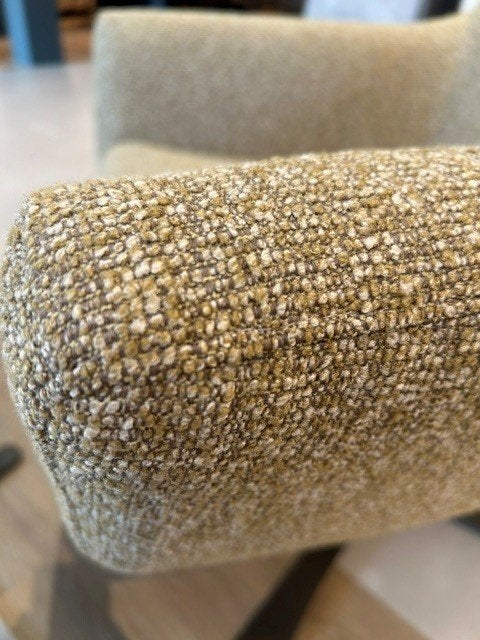 Groene fauteuil met bijbehorende hocker, Ophalen, Visser meubelen, Stof, 50 tot 75 cm