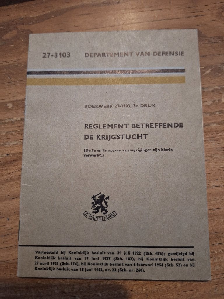 Reglement Betreffende de Krijgstucht, Verzamelen, Ophalen of Verzenden, Overige soorten, Nederland, Boek of Tijdschrift