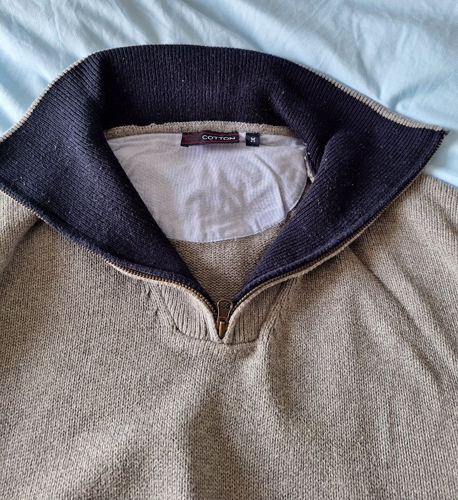 Heren trui met rits, maat M, Maat 52/54 (L), Beige, Ophalen of Verzenden, Zo goed als nieuw