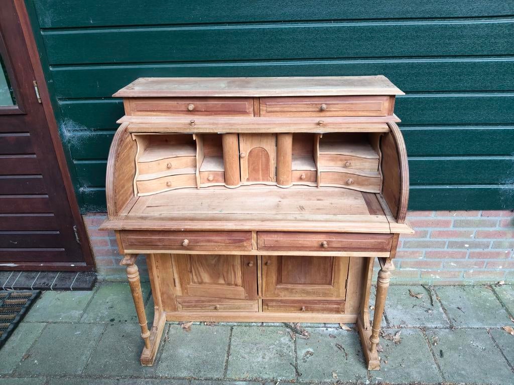 Uniek handgemaakt massief houten bureau uitschuifbaar, Ophalen