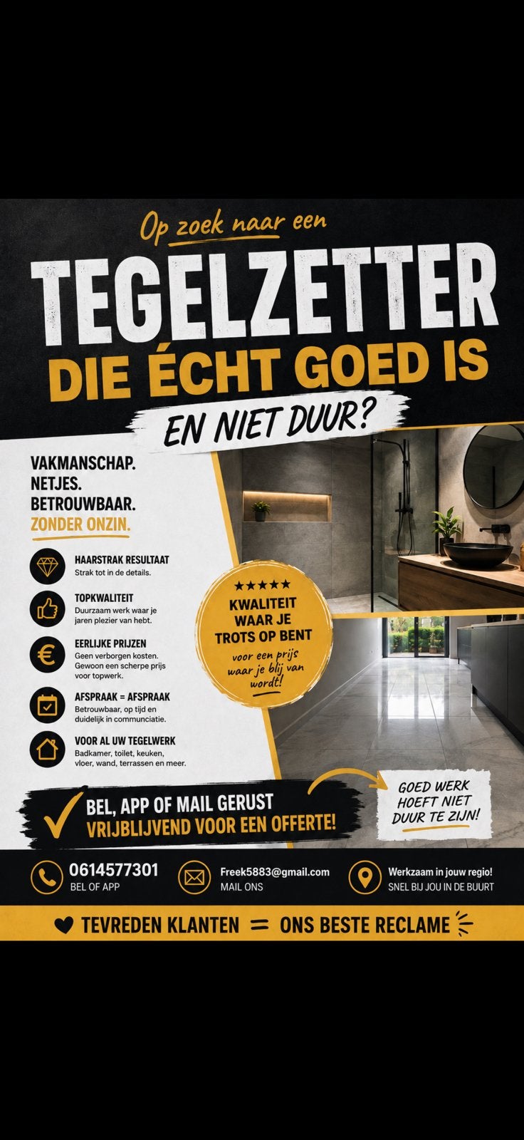 Tegelzetter wanden en vloeren, Ophalen of Verzenden, Zo goed als nieuw