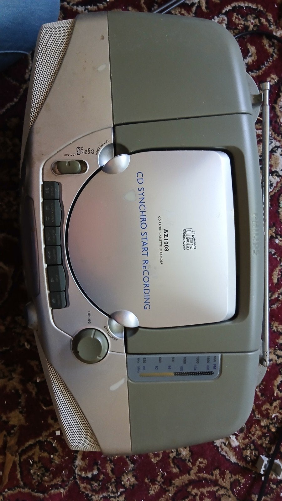 Philips AZ1008 CD/Cassette Boombox met Radio, Philips, Gebruikt, Cassettedeck, Draagbaar