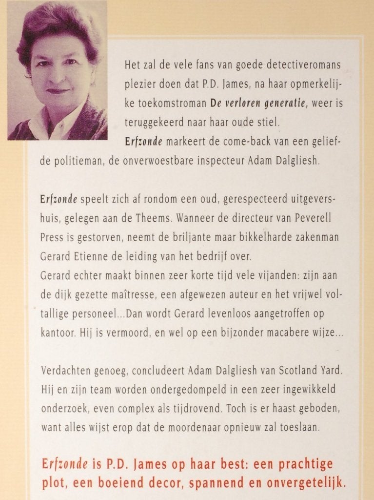 Boek: Erfzonde - P.D. James (1995) klassieke detective, Verzenden, Zo goed als nieuw, Europa overig
