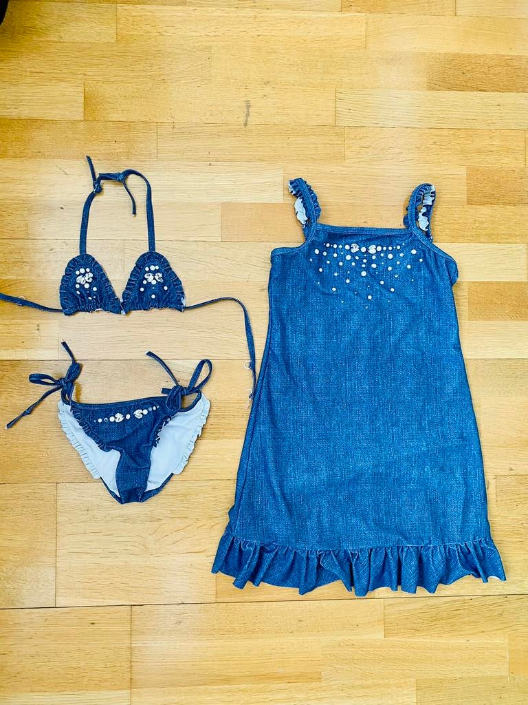 Monnalisa bikini en jurk mt 134, Ophalen of Verzenden, Zo goed als nieuw, Meisje, Sport- of Zwemkleding