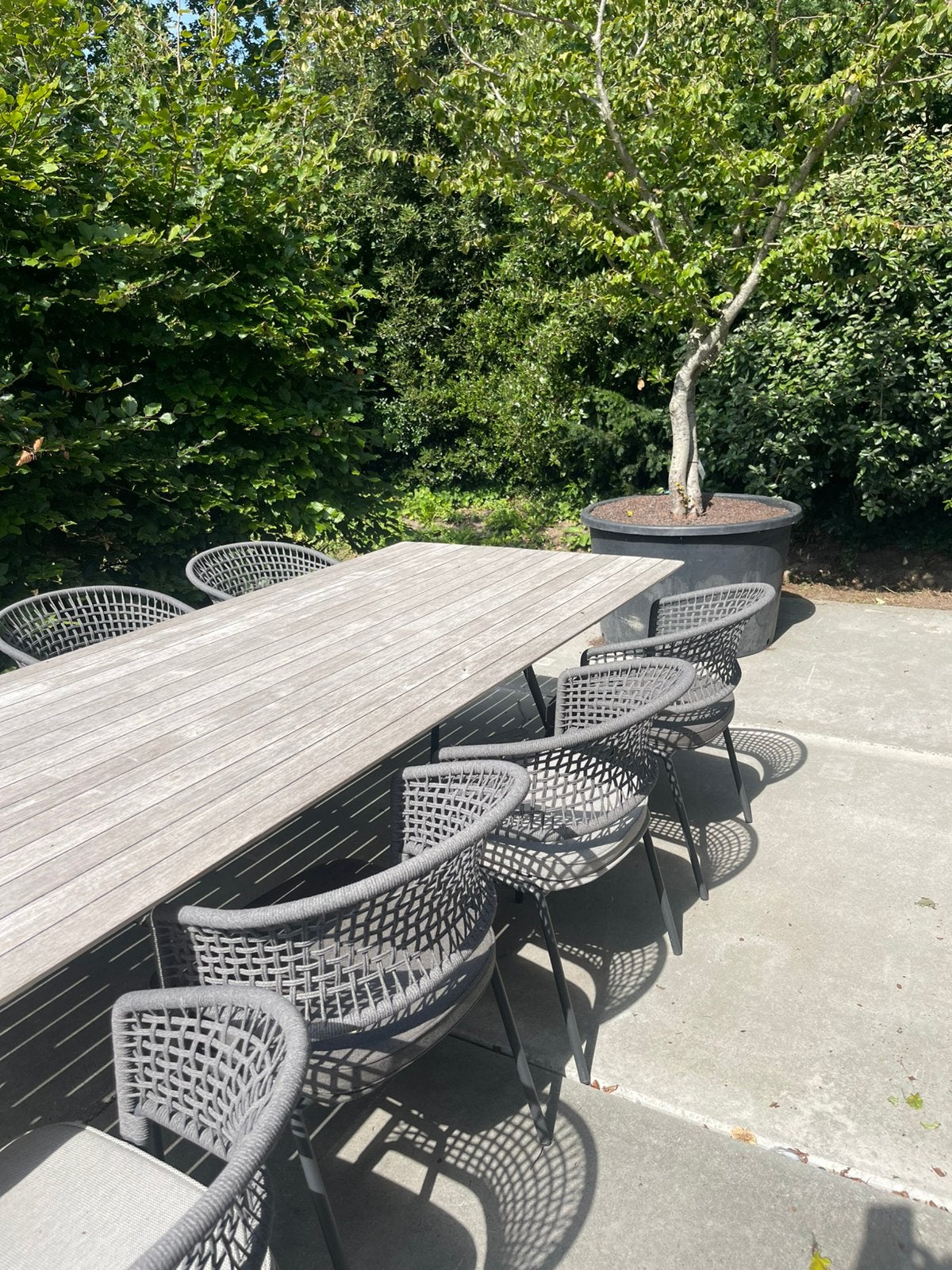Tribu Branche tafel met 8 CTR stoelen, Tuin en Terras, Ophalen, Zo goed als nieuw, Teakhout