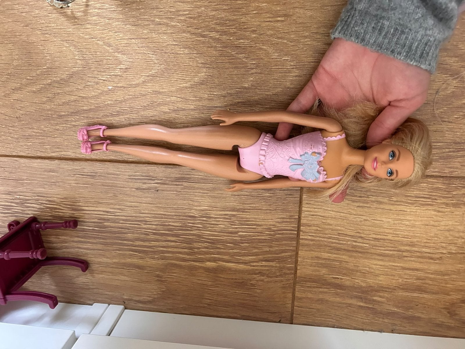 Barbie pop met roze badpak en schoentjes, Ophalen of Verzenden, Gebruikt, Barbie