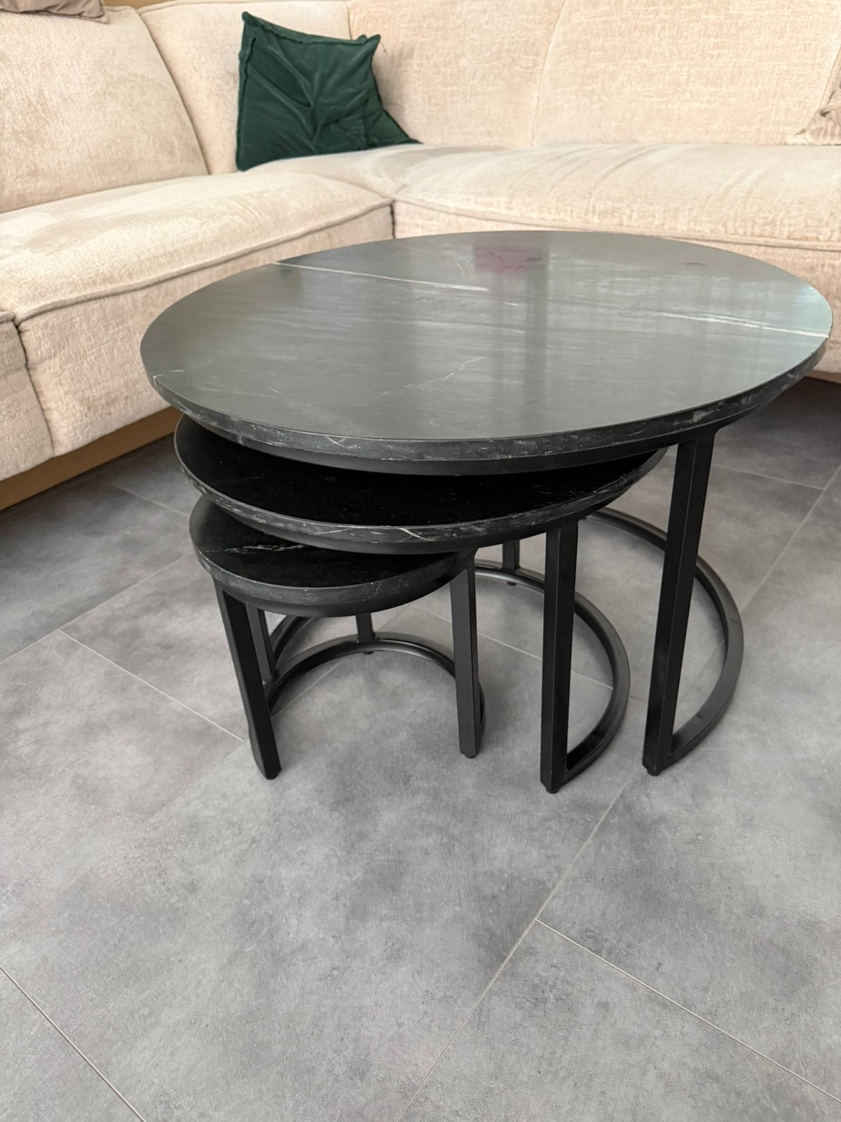 Marmer Salontafel, Huis en Inrichting, Tafels | Salontafels, Ophalen, Rond, 50 tot 100 cm, Minder dan 50 cm