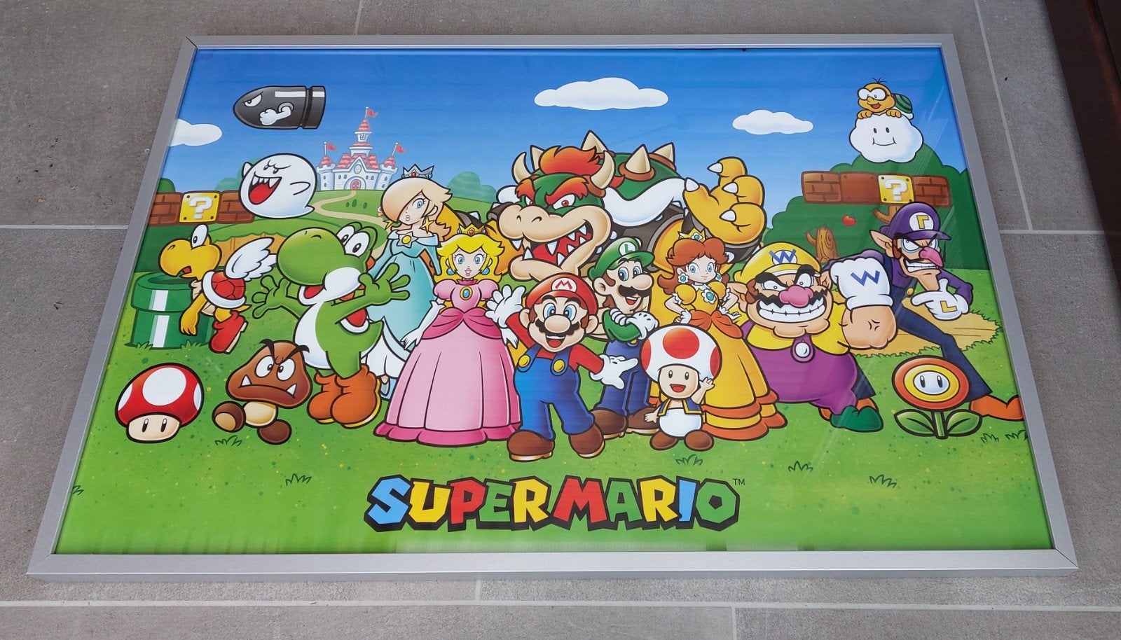 Super Mario poster in grijze mdf lijst, B: 94 cm, H: 63 cm, Ophalen, Gebruikt
